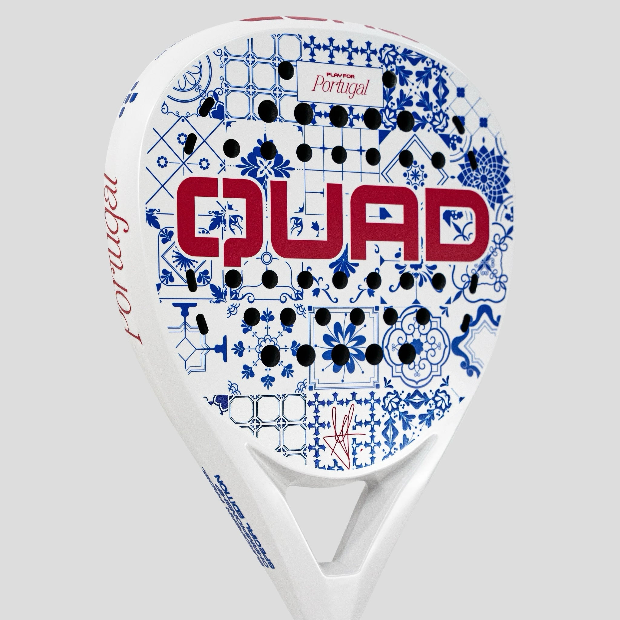 Quad Padel Racket Euro Cup Edition left perspective detail