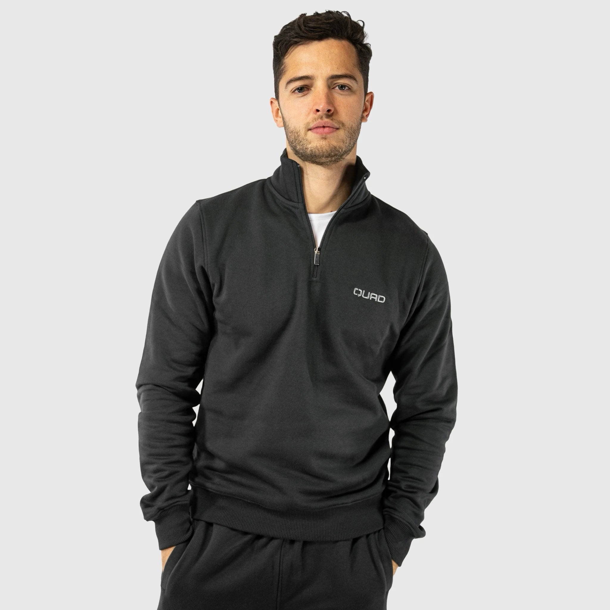 QUAD Half Zip Grey - Men front view