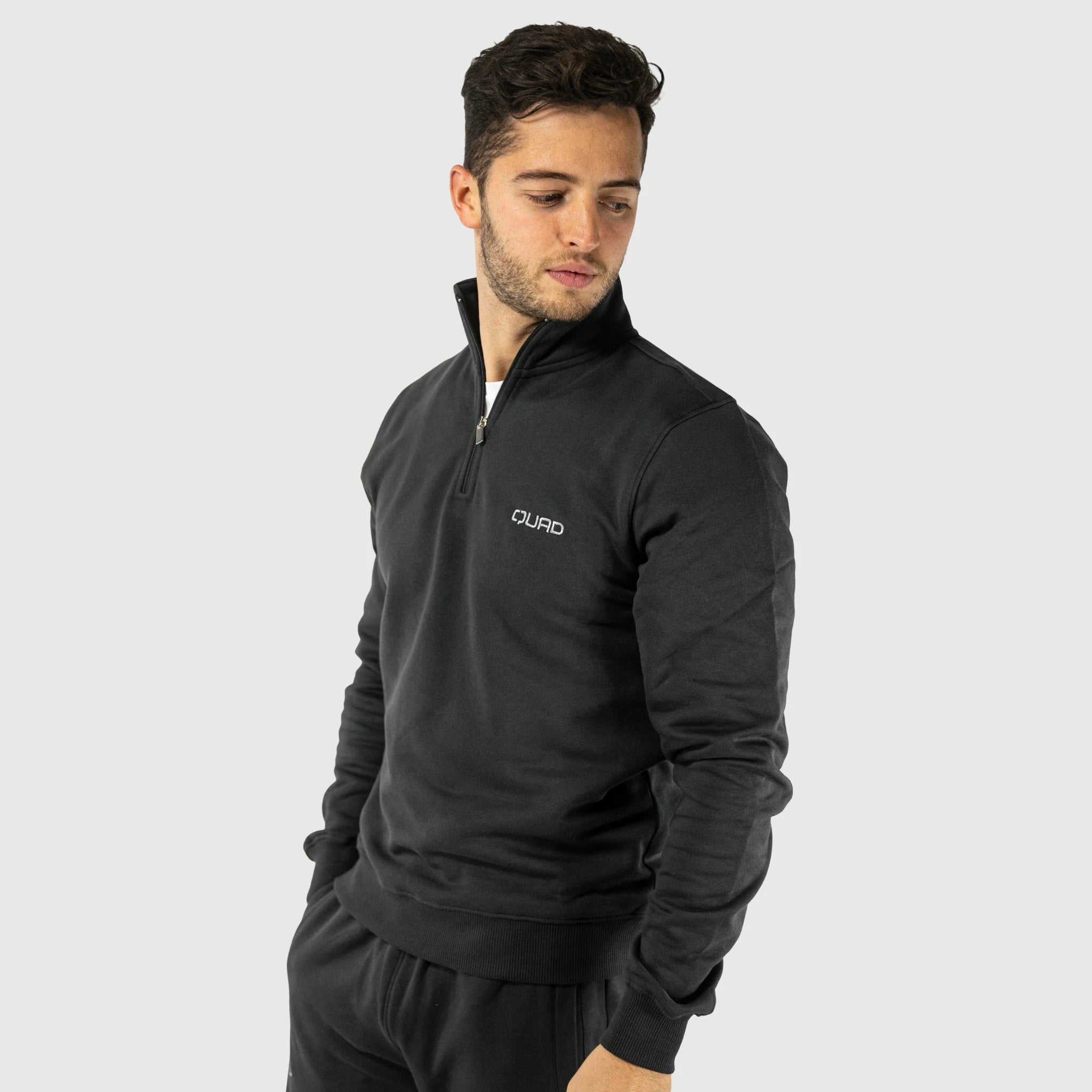 QUAD Half Zip Grey - Men side view