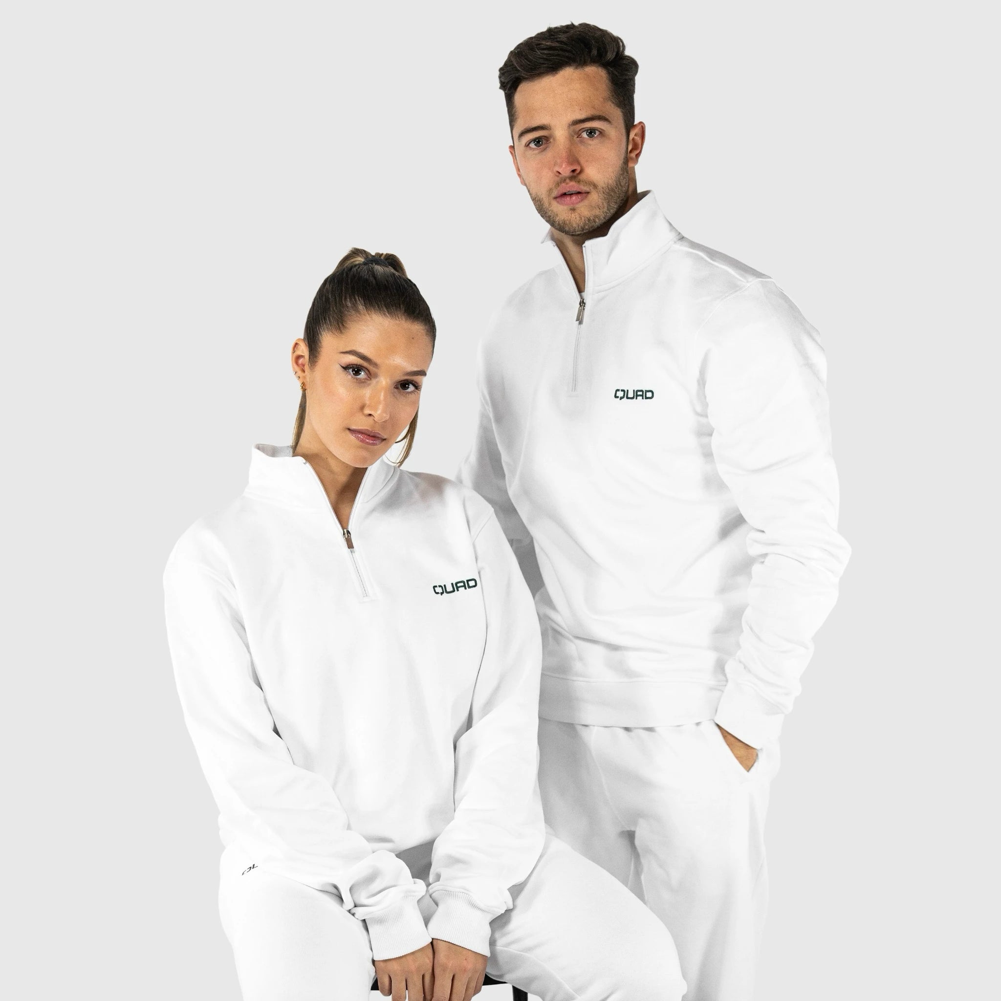 QUAD Half Zip White - Men and women