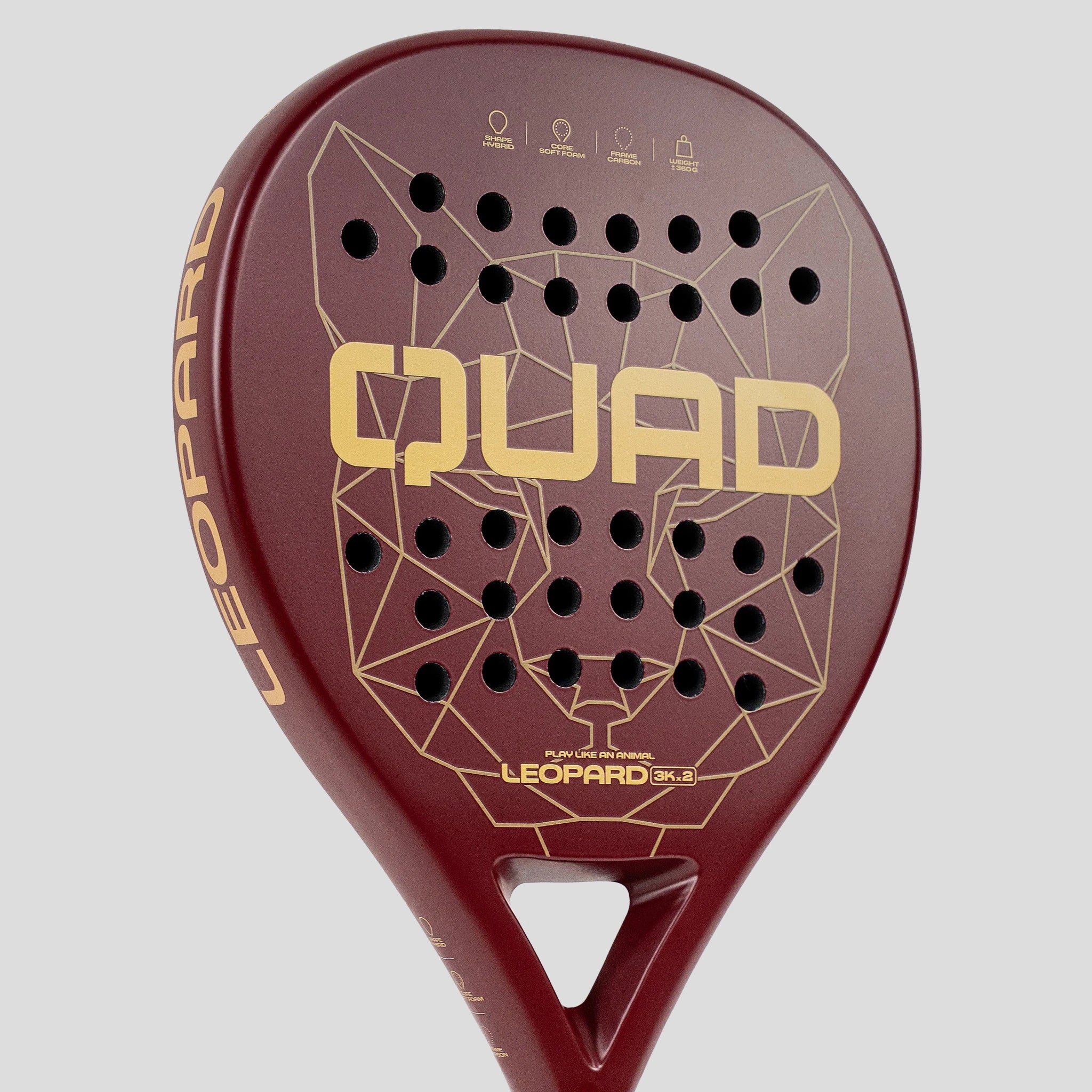 QUAD Leopard padel racket left perspective detail