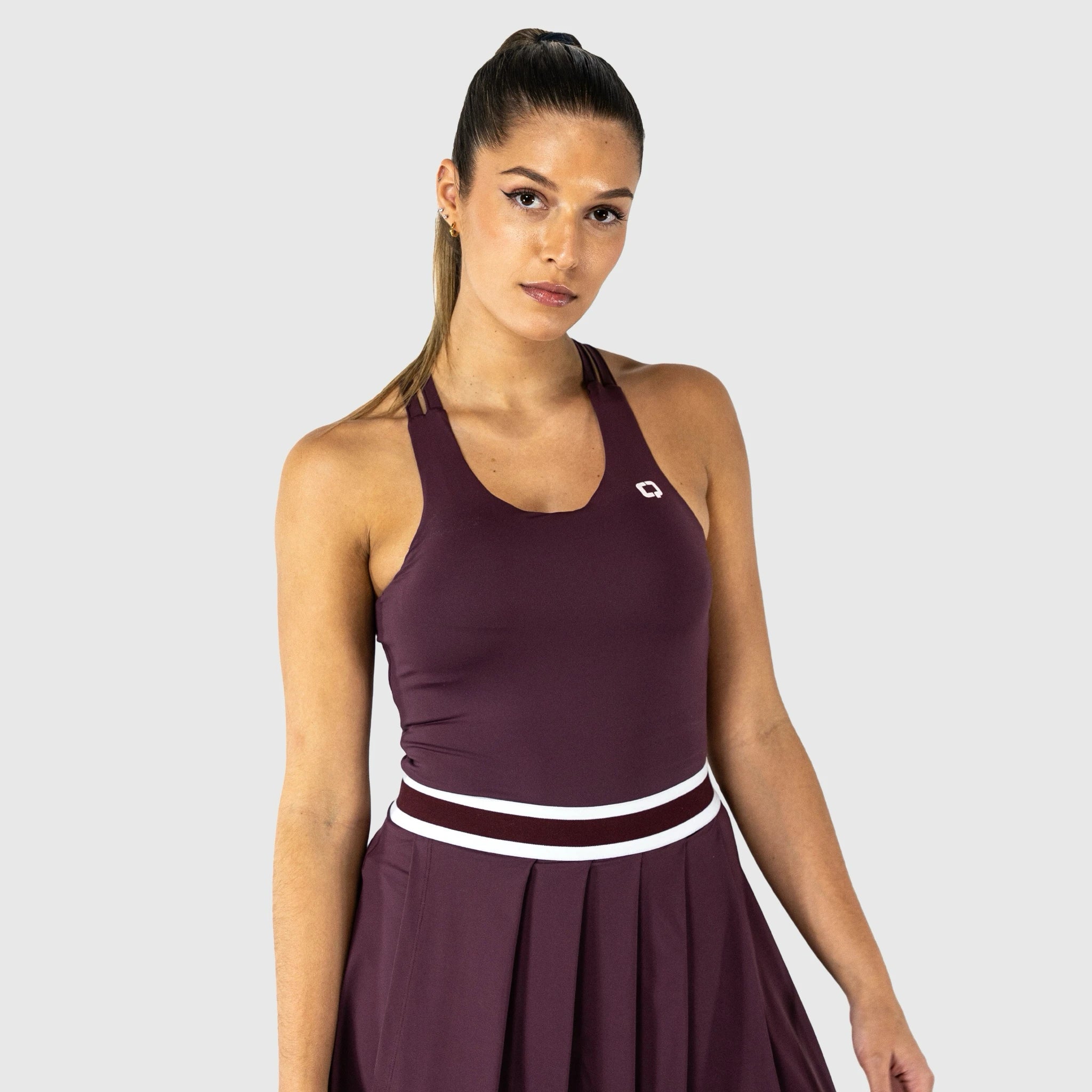 QUAD Tank top-double stripes Burgundy -front view