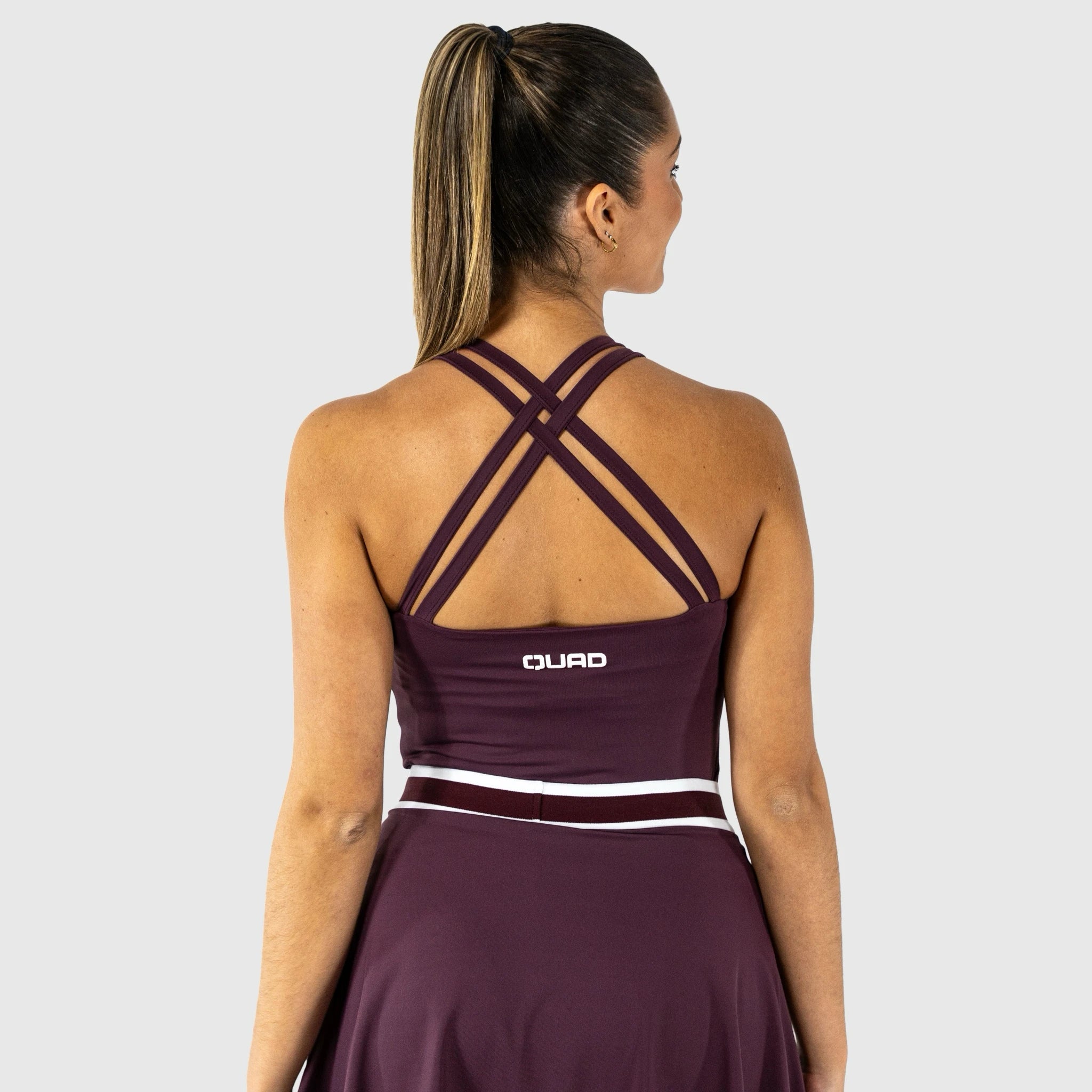 QUAD Tank top-double stripes Burgundy -back view