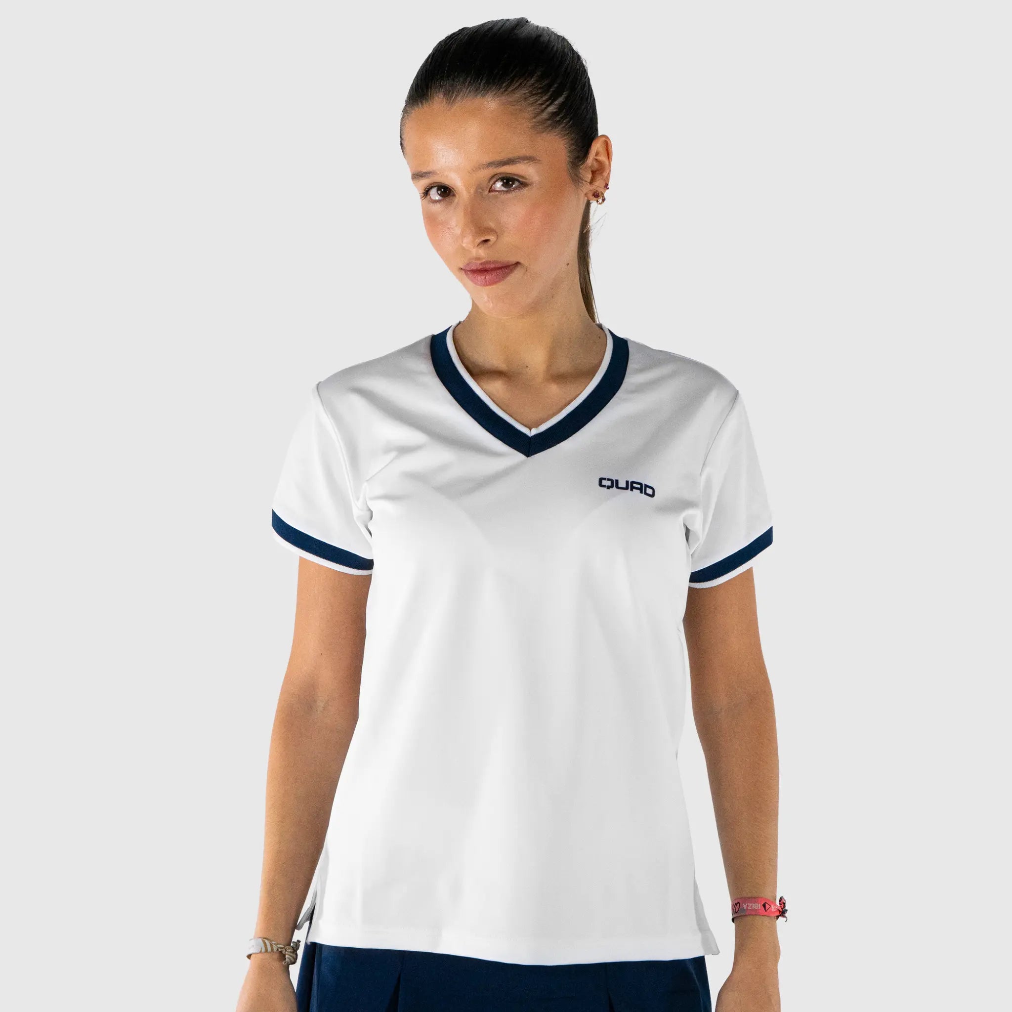 Advantage Pickleball T-Shirt White and Navy - front view