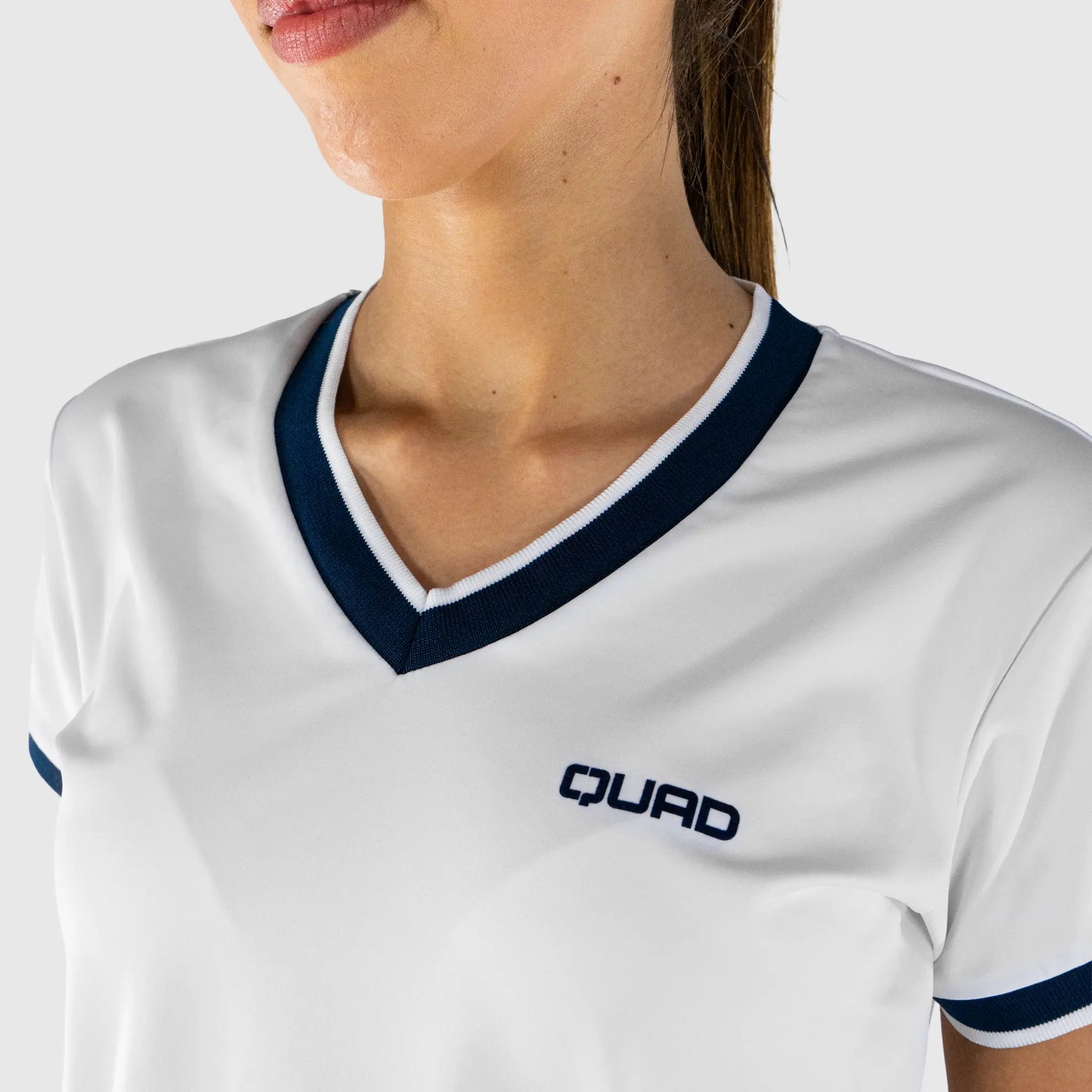 Advantage Pickleball T-Shirt White and Navy - fabric detail
