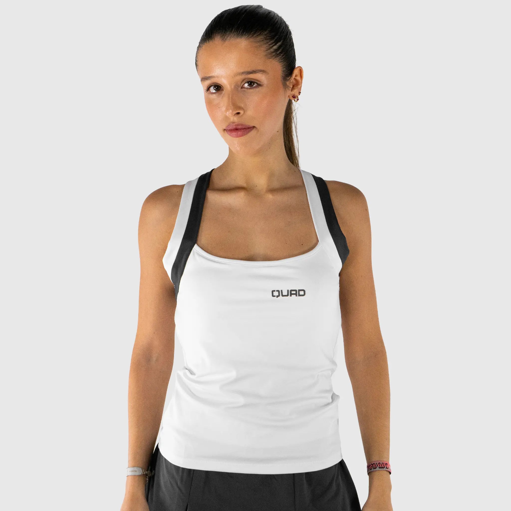 Elite Pickleball Top White and Grey - front view