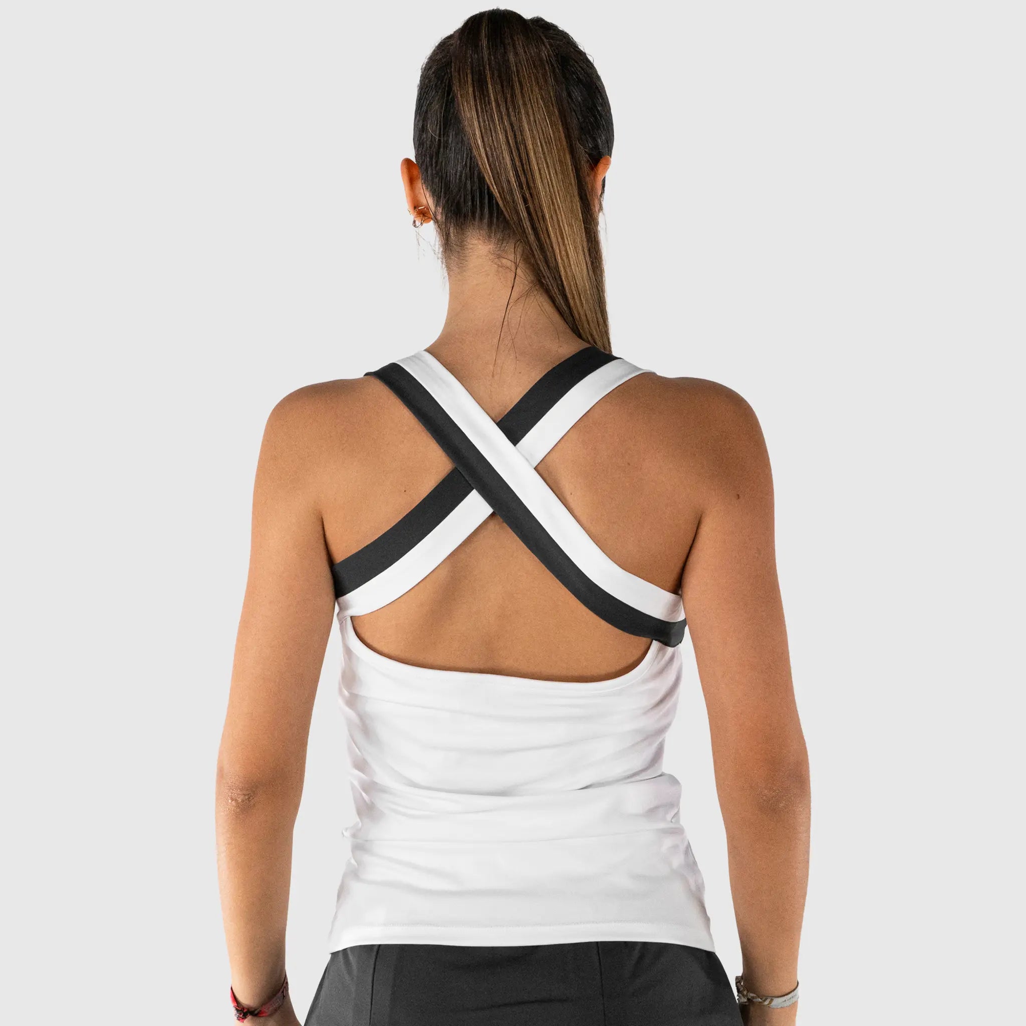 Elite Pickleball Top White and Grey - back view