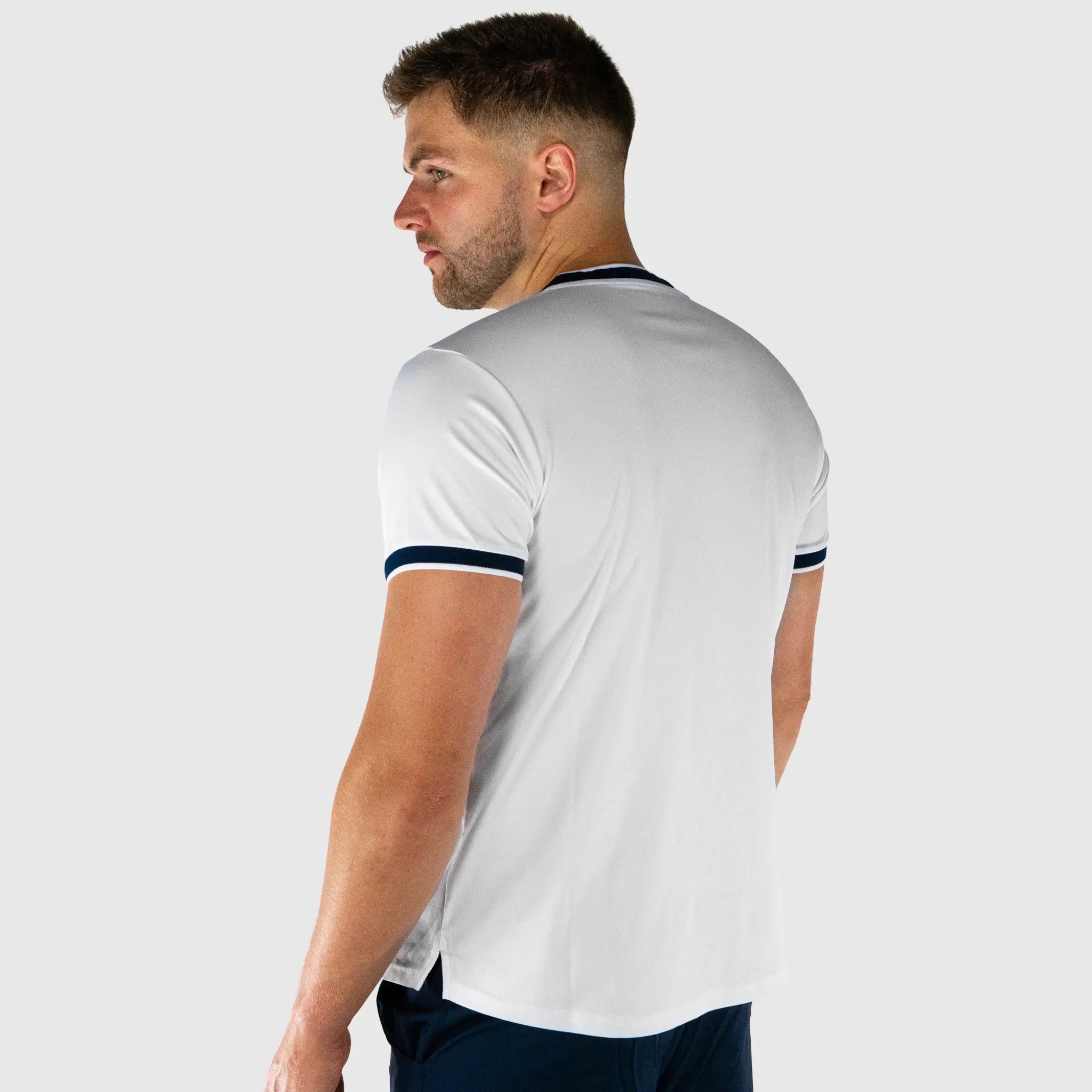 Serve Pickleball T-Shirt White and Navy - back view