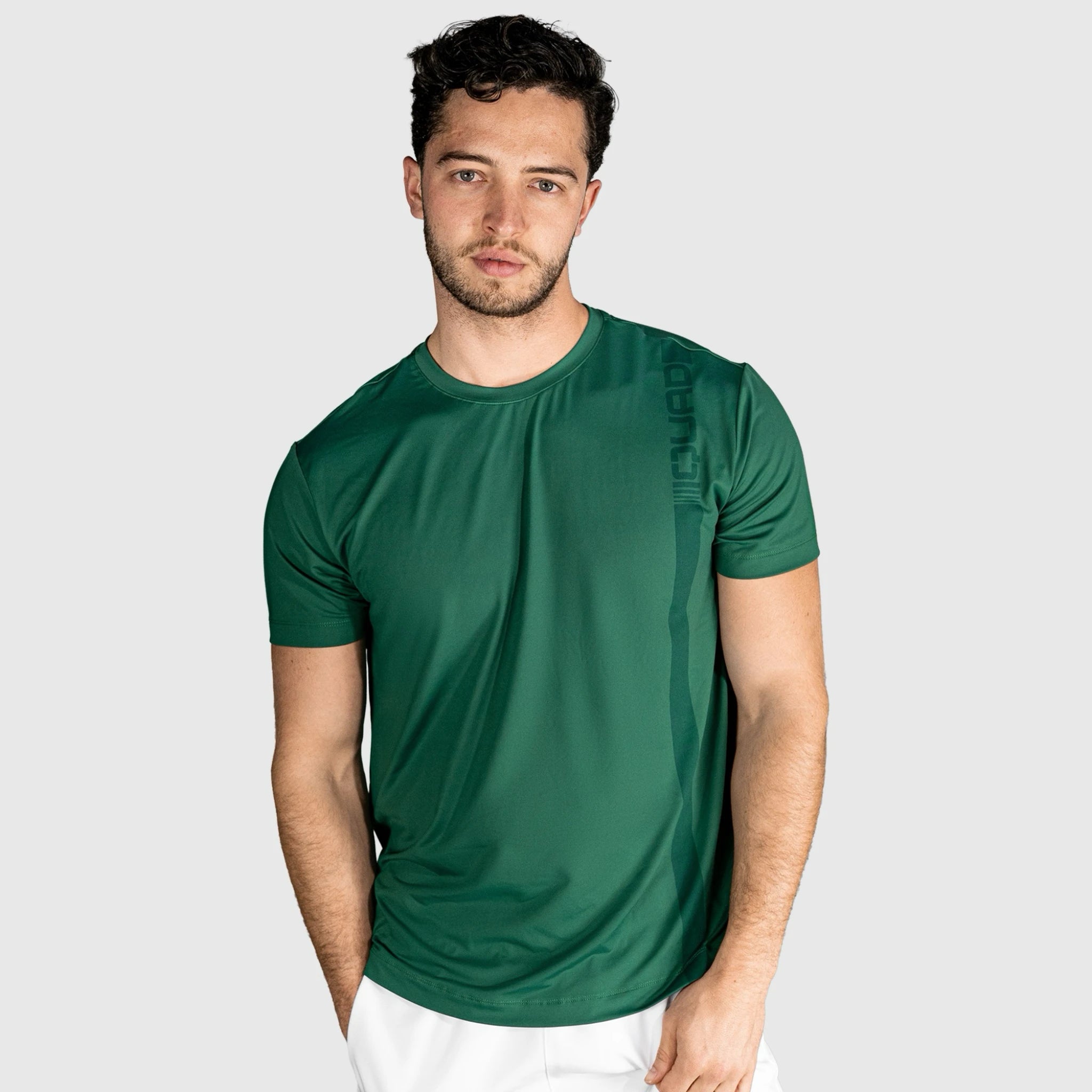 Man wearing a Impact Padel T-shirt-green on a plain background