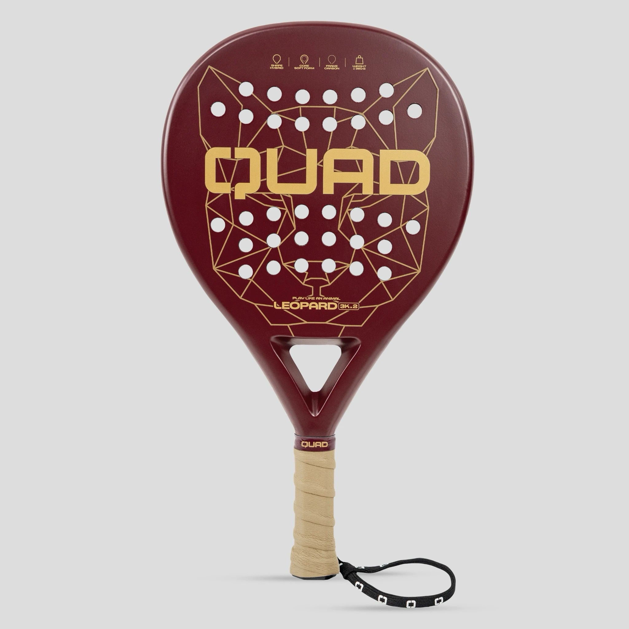QUAD Leopard padel Racket front view