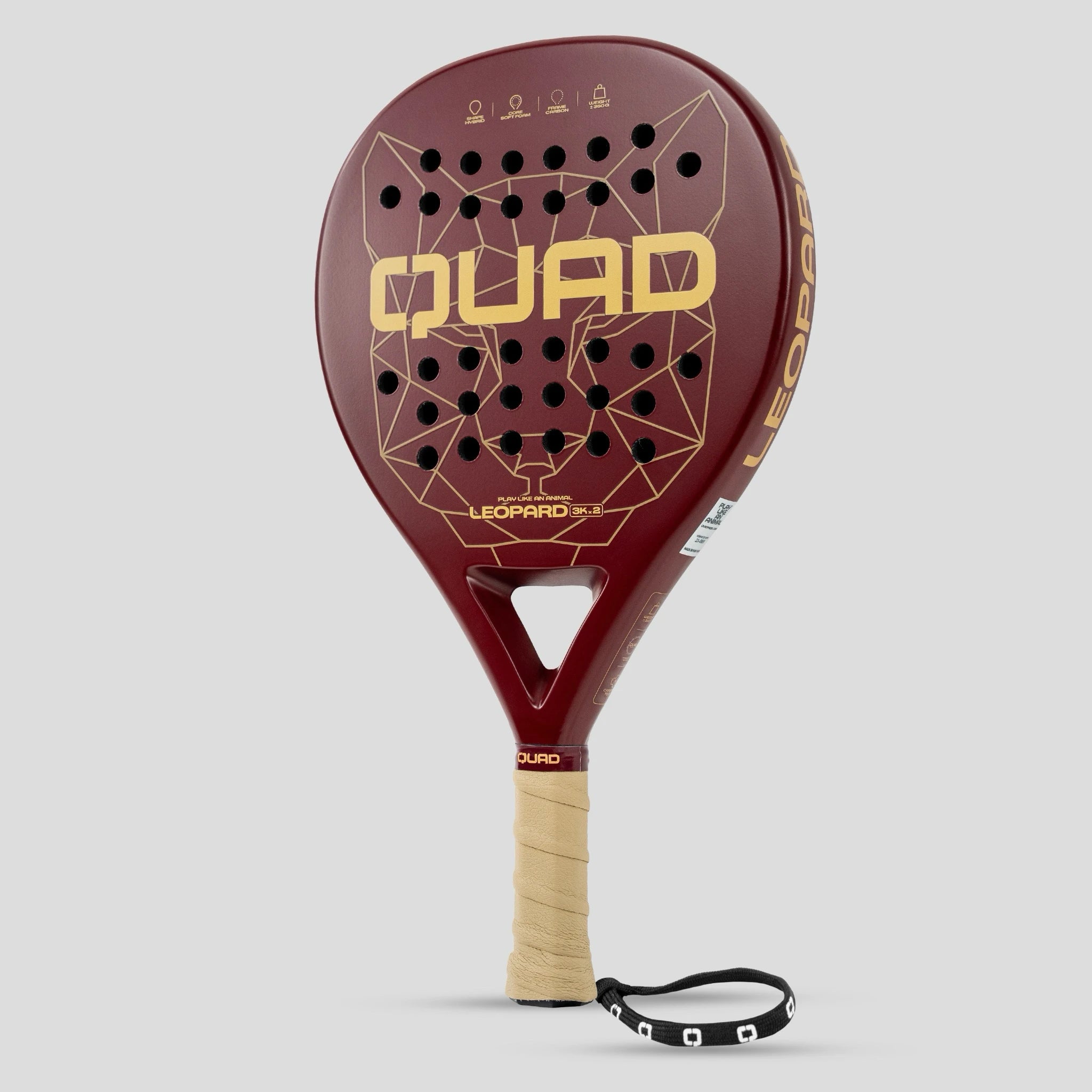 QUAD Leopard Padel Racket perspective view