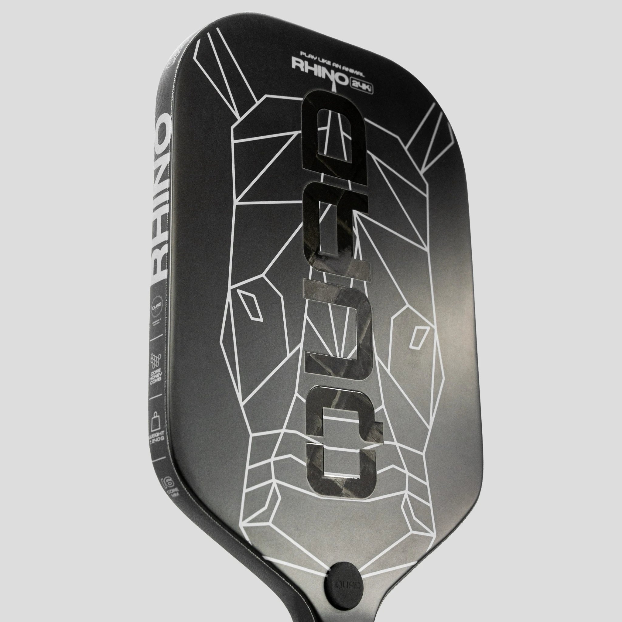 Quad Rhino Pickleball Racket left side closeup