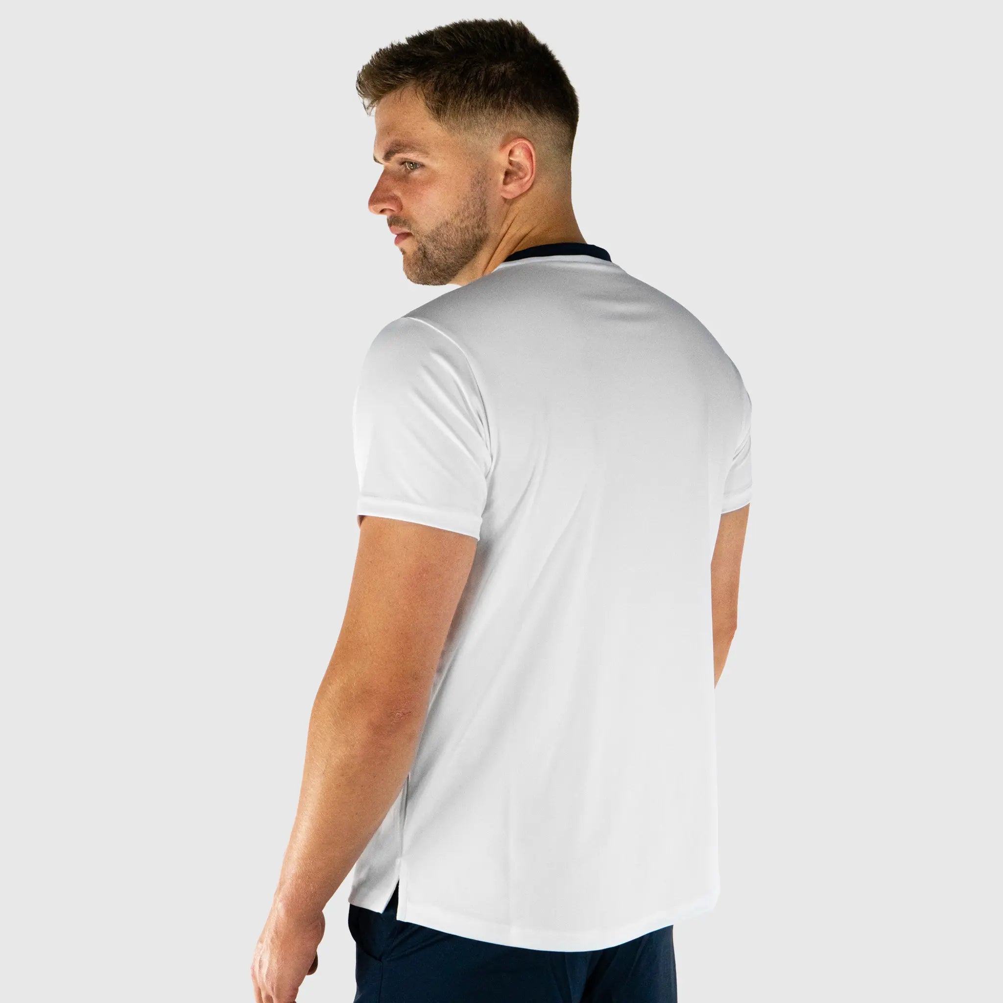 Club Pickleball T-Shirt White and Navy - back view