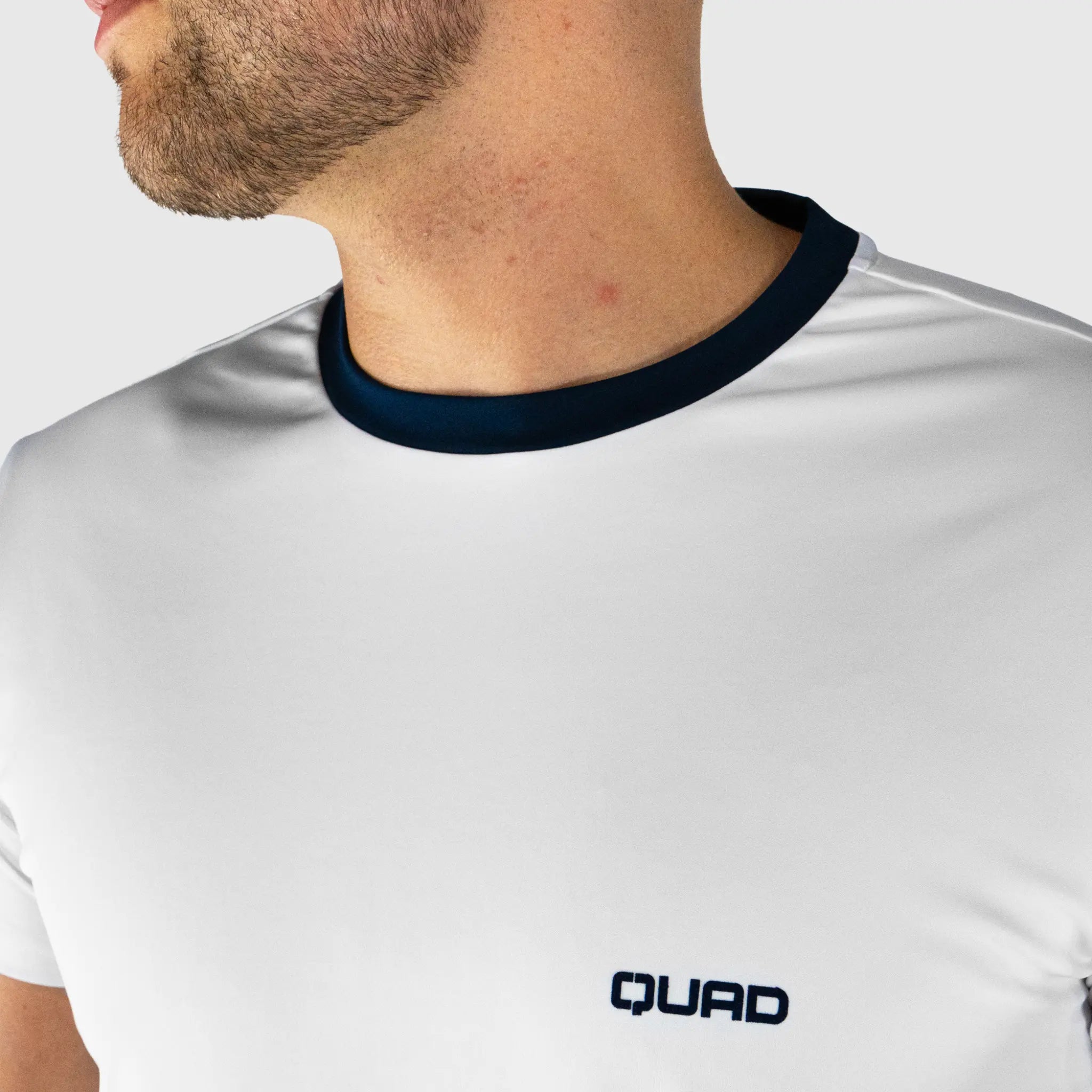 Club Pickleball T-Shirt White and Navy - fabric detail