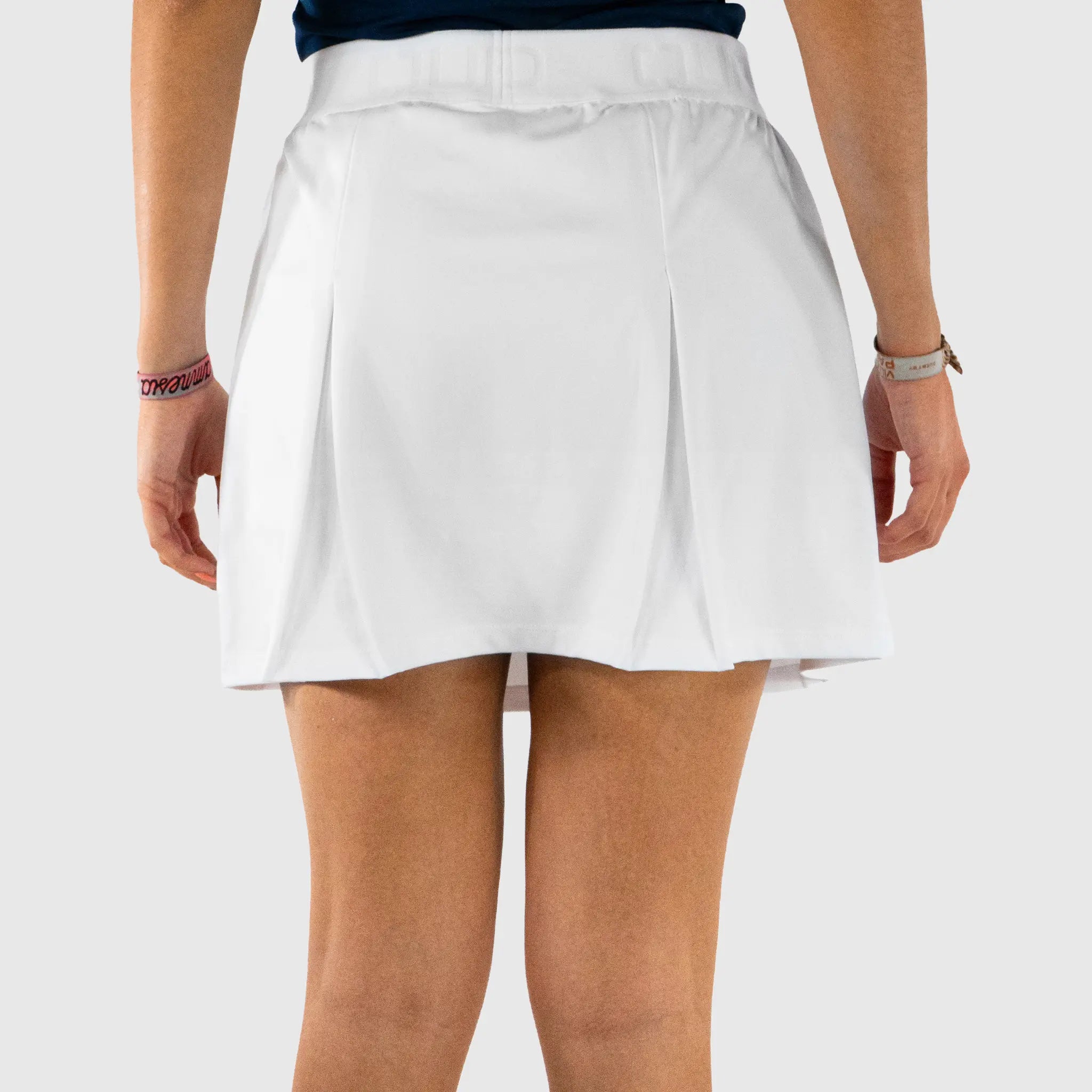 Precision Pickleball Skirt White and Navy - back view