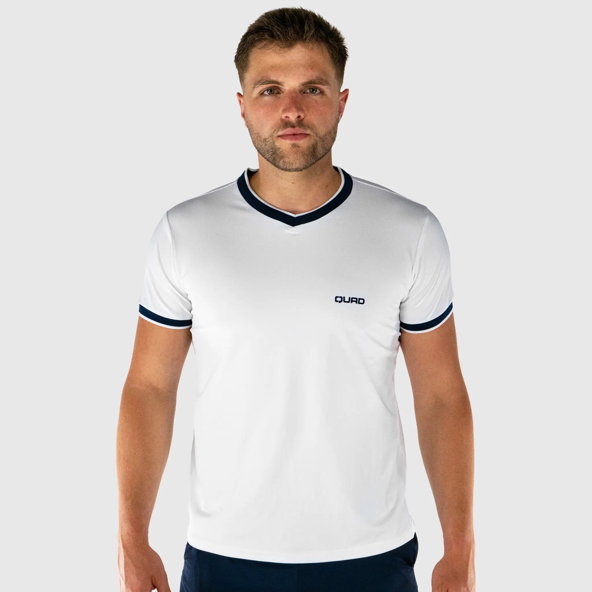 Serve Pickleball T-Shirt White and Navy - front view